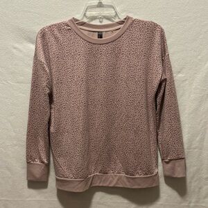 Mondetta Sweatshirt Top Women’s Medium Pink Leopard Print Relaxed Fit Athleisure